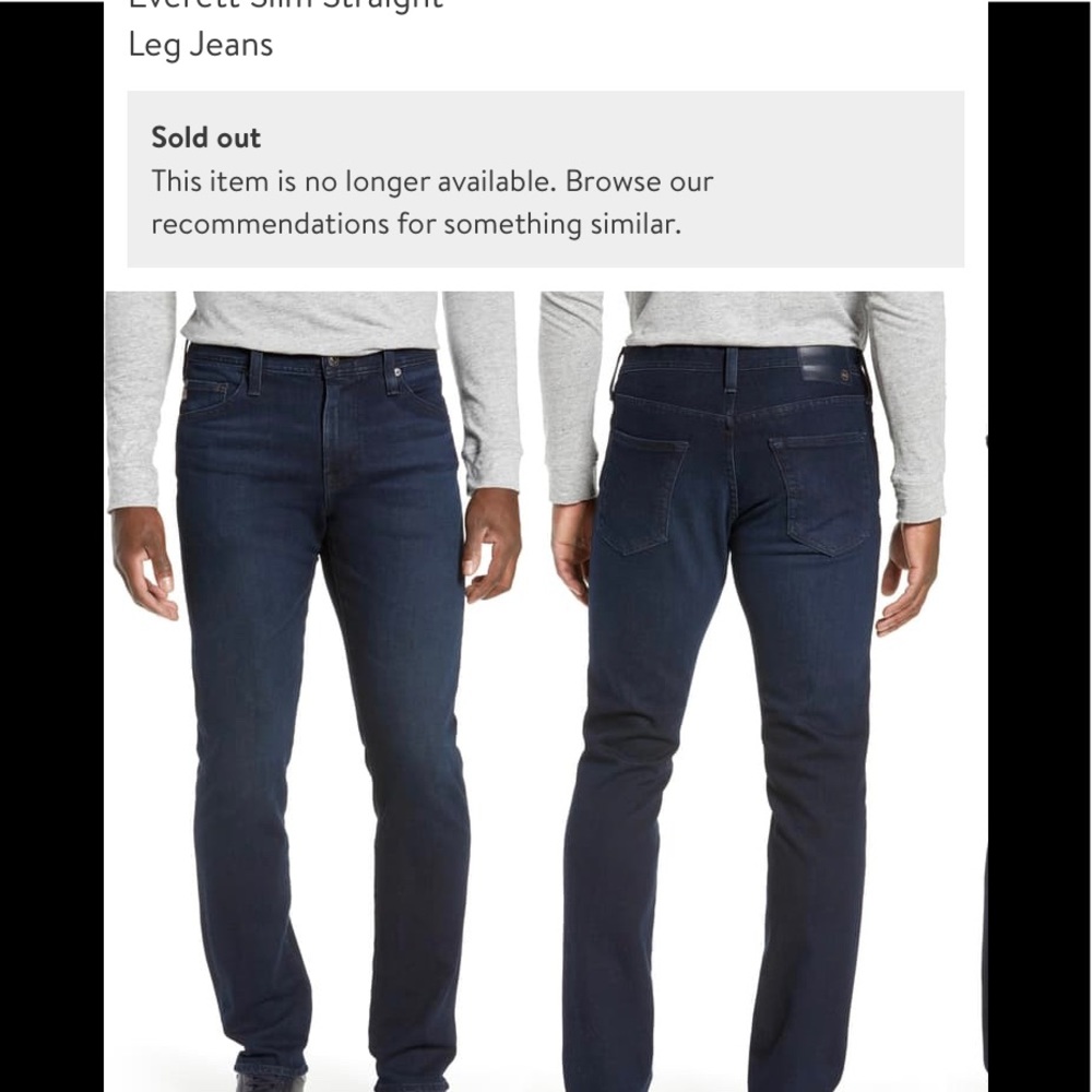 AG Everett Slim Straight Jeans, size 34, Mid Rise